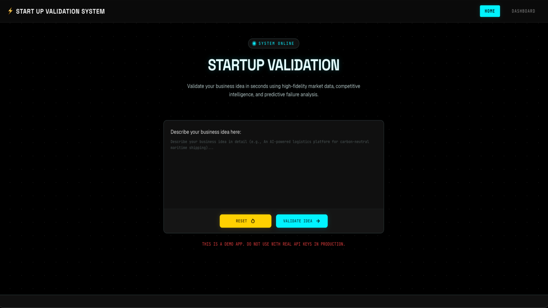 React StartUp Validator